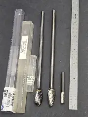3pc Solid Carbide Rotary Burr Lot SGS & E.P. Heller ½" Dia. ¼" Shank Machinist