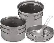 Camping Cookware Set 1000ml 750ml Pot Pan Spoon Set for Camping Hiking Backpacking Picnic Cooking Equipment Three-Piece One Size