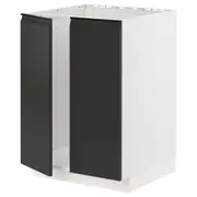 METOD base cabinet for sink + 2 doors, white/Upplöv matt anthracite, 60x60x80 cm
