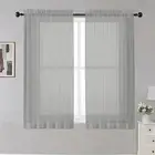 Sheer Curtains 45 inches Long, Light Filtering 42"W x 45"L (Pack of 2) Grey