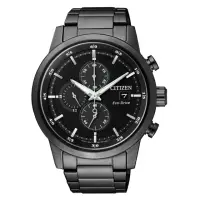 在飛比找momo購物網優惠-【CITIZEN】簡約質感光動能時尚腕錶(黑鋼/CA0615