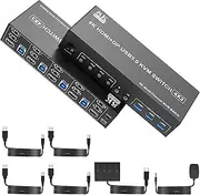 8K@60Hz 2 Displayport +HDM KVM Switch for 3 Monitors 4 Computers, 2 DP 1.4 + HDMI 2.1 Triple Monitor KVM Switch with Audio Microphone +3 USB3.0 Ports Support Extended and Copy Mode for 3 Monitors