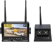 Magnetic Solar Wireless Backup Camera, IP69 Waterproof Reverse Camera with Solar Panel, 1080P Infrared Night Vision, 7 Inch IPS Monitor, Back Up Camera System for RV Trailers