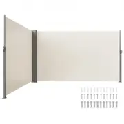 VEVOR Retractable Side Awning, 180X600cm Aluminum Outdoor Privacy Screen, 280g Polyester Water-proof Retractable Patio Screen, UV 30+ Room Divider Win