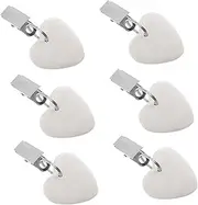 Marble Table Cover Weights Heart Shape Clips 6 Pieces Tablecloth Holders Sturdy Stainless Steel Windproof for Outdoor Indoor Dining