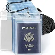 MIFFLIN Lanyard and ID Passport Holder Set (Black Lanyards, Clear XXL Pouch, 50 Pack), Extra Large Name Badge Card Holder with Lanyards
