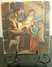 Away In A Manger Tile Plaque 8" Sacred Traditions New Nativity Christmas Decor