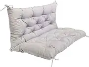 BAWHO Garden Bench Cushion with Backrest and Ties Swing Chair Seat Pad Waterproof Patio Seat Mat Comfortable Bench Cushion for Outdoor Indoor/Light Grey/150Cm*100Cm*10Cm
