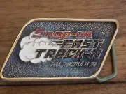 ORIGINAL 1992 SNAP ON TOOLS FAST TRACK'N FULL THROTTLE BRASS BELT BUCKLE