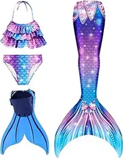 DNFUN Mermaid Tails for Swimming for Girls Monofin Mermaid Swimsuit