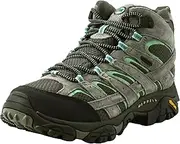 [MERRELL] Women's Moab 2 Mid Waterproof Hiking Boot, Drizzle/Mint, 7 M US