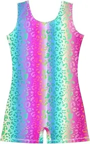 [ODAWA] Girl Leotard Gymnastics Pastel Rainbow Leopard Spots Ballet Dance One Piece Outfit Active Biketards 2-10 Years