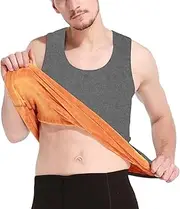 [Generic] Men's Thermal Vest, Double-Sided Velvet Thermal Vest for Winter, Moisture-Wicking Men's Thermal Fleece Lined Underwear Tops Tank Top for Elderly Dark Gray