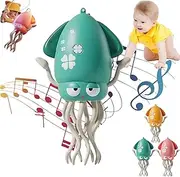 Electric Dancing Octopus Toy, Electric Auto Avoid Octopus, Crawling Dancing Auto Avoid Robotics, Magic Crazy 8-Leg Action Obstacle Stress Relief Gift with Led Lights & Music (Green)