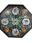 Octagon Marble Side Table Top Center Table Multi stones Flowers Inlay Art 3'x3'