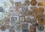 Numbers and Labels, Vintage Stickers, 45 pieces, Junk Journal Ephemera Collage