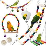 Bird Toys for Parakeets 7Pcs, Wood Parrots Toys Budgie Toys for Bird Cage Acc...