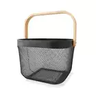 Mesh Storage Basket w Birch Wood Handle Kitchen Bathroom Pantry Wire Organiser