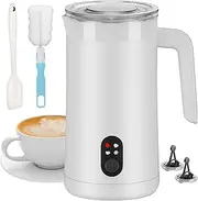 Ovetedot Milk Frother, 400 ml Milk Frother, Electric 4-in-1 for Hot and Cold Milk Foam, Automatic Shut-Off Coffee Frother for Latte, Macchiato, Cappuccino (White)