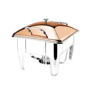 Athena Induction Chafer Rect 1/2 Stainless Golden Rose Lid w Stand Fuel Heated