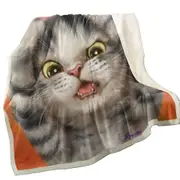 Funny Cats Cute Kitten Surprised Throw Blanket