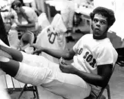 Boston Red Sox Player Reggie Smith Relaxes At Fenway Park 1972 Baseball Photo