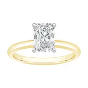 1.50ct Laboratory Grown Diamond Radiant Cut Solitaire Ring in 18kt Yellow and White Gold