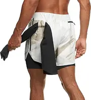 [MECH-ENG] Men's 2 in 1 Workout Running Shorts 7" Training Quick Dry Shorts with Phone Pockets
