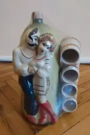Vintage Porcelain Collectable Bottle Ukrainian Cossack With 4 Glasses 50 mm