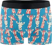 [FRODOTGV] Unique Giraffe Face Blue Men Boxer Brief Shorts Breathable Underwear for Men Compression Interiores Para Hombres