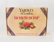 Yardley of London Roses Pink Bath Bar Soap Pack of 3 New Open Box Vintage 1990
