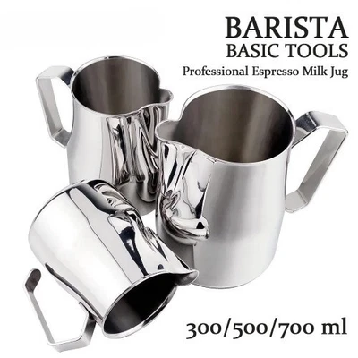 Coffee Milk Jug Spout Espresso Milk Cup Stainless Steel Milk Pitcher Steaming