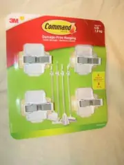 3M Command Holder Broom & Mop Gripper - 4 Grippers, With 8 Strips NEW