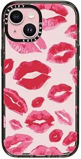 CASETiFY Impact iPhone 15 Case [4X Military Grade Drop Tested / 8.2ft Drop Protection] - Lipstick Kisses - Clear Black