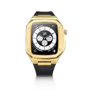 Apple Watch Case Gold Steel Black Rubber 44MM 8, 7, 6, 5, 4, SE, SE II NEW