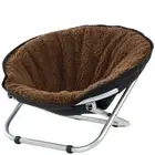 Folding Pet Cot Chair - Portable Round Fold Out Elevated Cat Bed - Brown Fleece