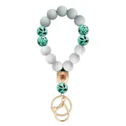 Silicone Key Ring Bracelet Women Bead Bangle Keychain Wristlet