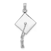 14k White Gold 3-D Graduation Cap w/ Moveable Tassle Charm