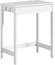 Sobuy White Small Desk with Drawer and Hooks, Study Desk, Small PC Desk,