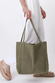 Rover Corduroy Tote Bag - Army Green