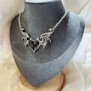 Alchemi Heart Bat Necklace Black Bandga Landmine Y2K NWT