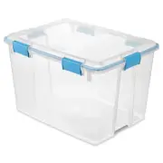 80 Quart Gasket Box, Weather-Resistant Clear Storage Bin with Lid, Blue