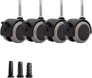 Set of 4 Child Crib Caster Rubber Swivel Cot Castors with Brakes,2" Furniture Wheel,Baby Crib Wheel Accessories,Capacity 265lb,Double Wheel,Silent,with Metal Plunger Stem M8x38mm,with Sleeve