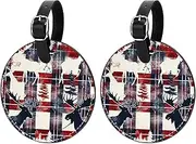 [KQNZT] Luggage Tags for Suitcases, 2 Pcs Personalized Luggage Tags, Bag Tags for Luggage, Travel Tags, Unique Luggage Tags, Christmas Checkered Elk Snowflake