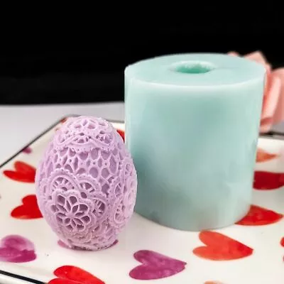 Easter Eggs Mold Silicone Decor Candle Soap Clay Resin Clay Molds 3D Lace
