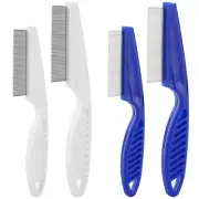 4 Pcs Flea Combs, Pet Lice Tick Comb with Stainless Steel round Teeth for Detang