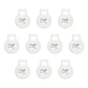 10pcs Plastic Cord Lock Single Hole Toggle Stopper Round Ball Shaped, White