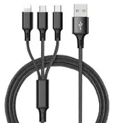 Salesbay Multi Charger 1.2m Cable 3in1 Fast Charging USB Universal Type-C Micro