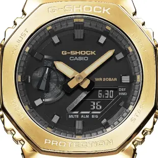 CASIO卡西歐 G-SHOCK 黑金時尚 高調奢華 金屬錶殼 雙顯 GM-2100G-1A9/44.4mm