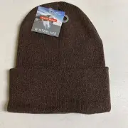 New Interlace Brown Acrylic Adult Size Beanie Winter Hat Ski Board NWT